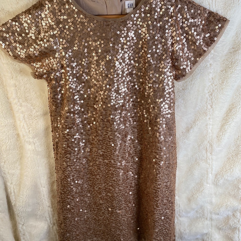 Gap kids gold sequin dress L (10) new w/tag
